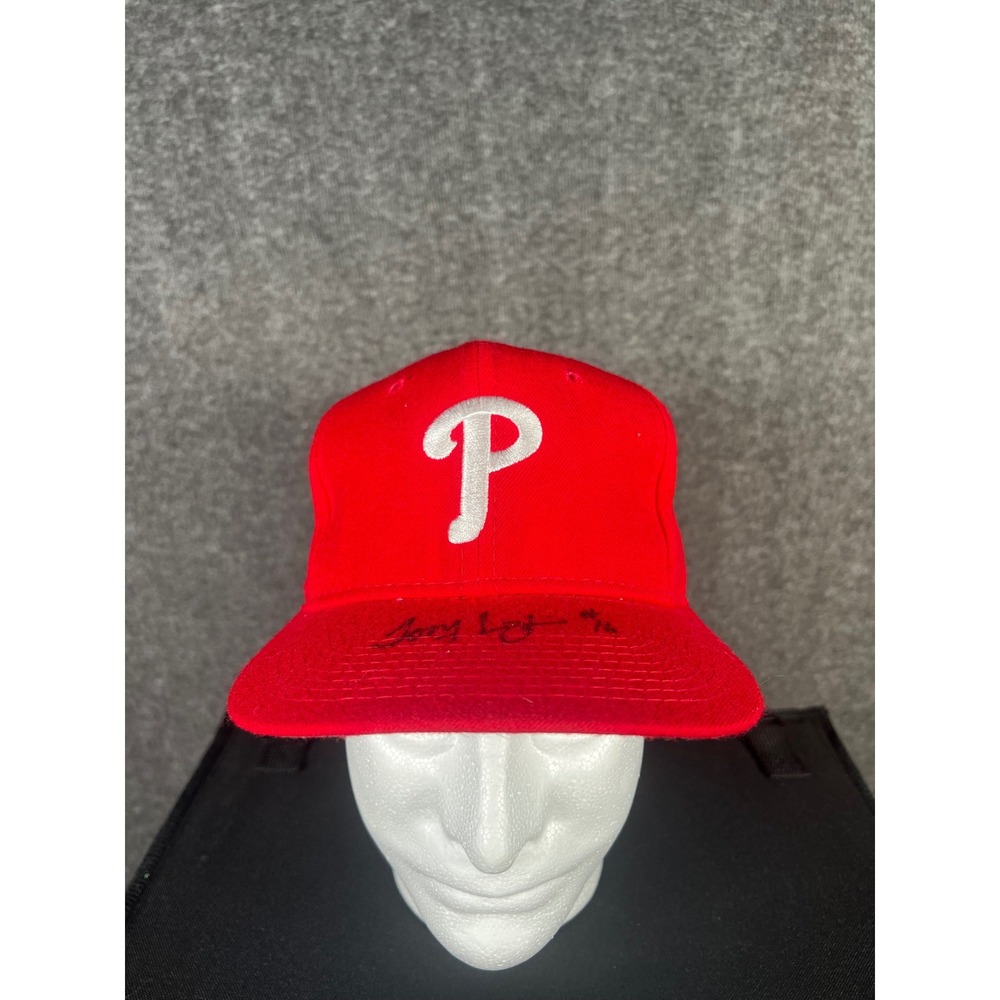 Vtg Sports Specialties Philadelphia Phillies Hat Signed Red Fitted 7 1/8 MLB